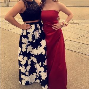 Black and white floral prom dress